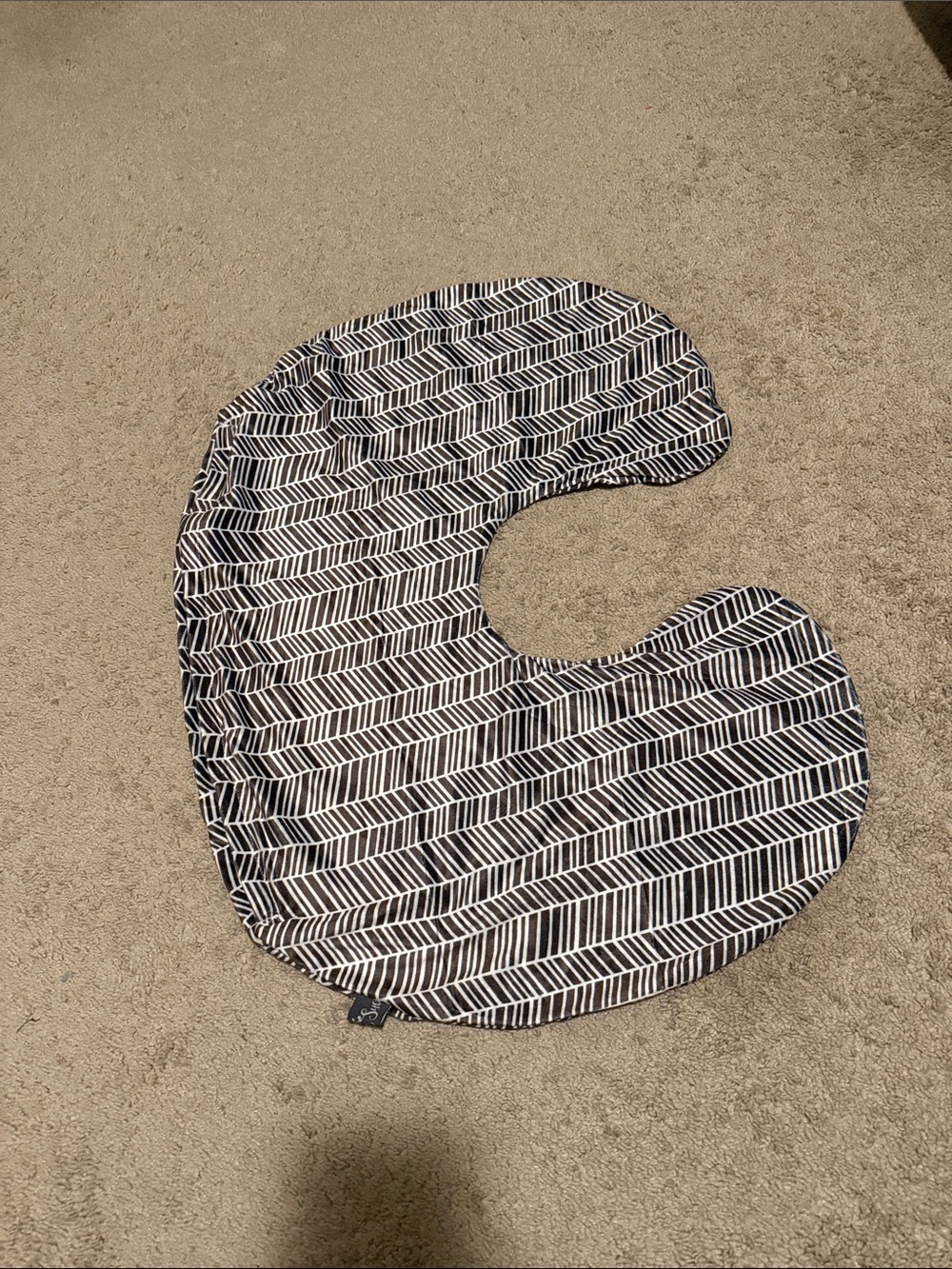Nursing/Breastfeeding Pillow Cover - Black & White Chevron